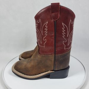 OLD WEST Cowboy Red Western Boots Toddler Boys Siz